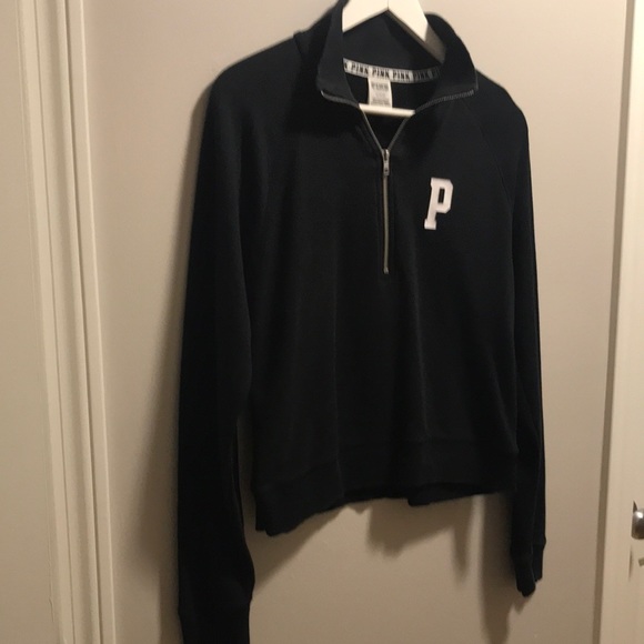 COPY - VS pink 3/4 zip up black sweatshirt. - Picture 1 of 3